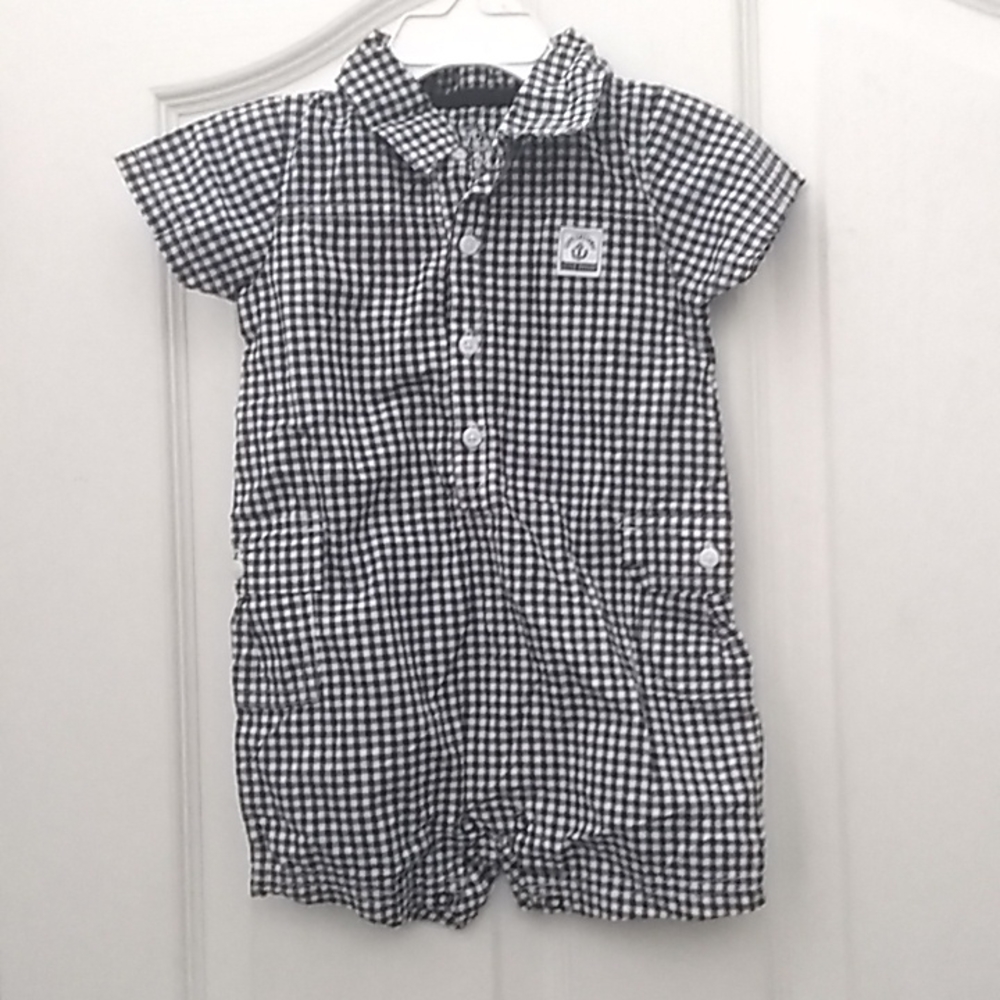 Carter's Black and White Gingham Short Sleeve Romper